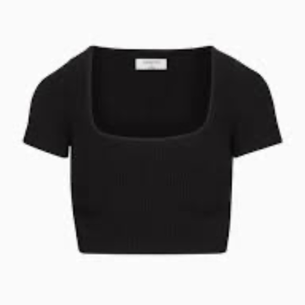 Aritzia Babaton Sculpt Knit Square Neck Tee XL Mauve Pink